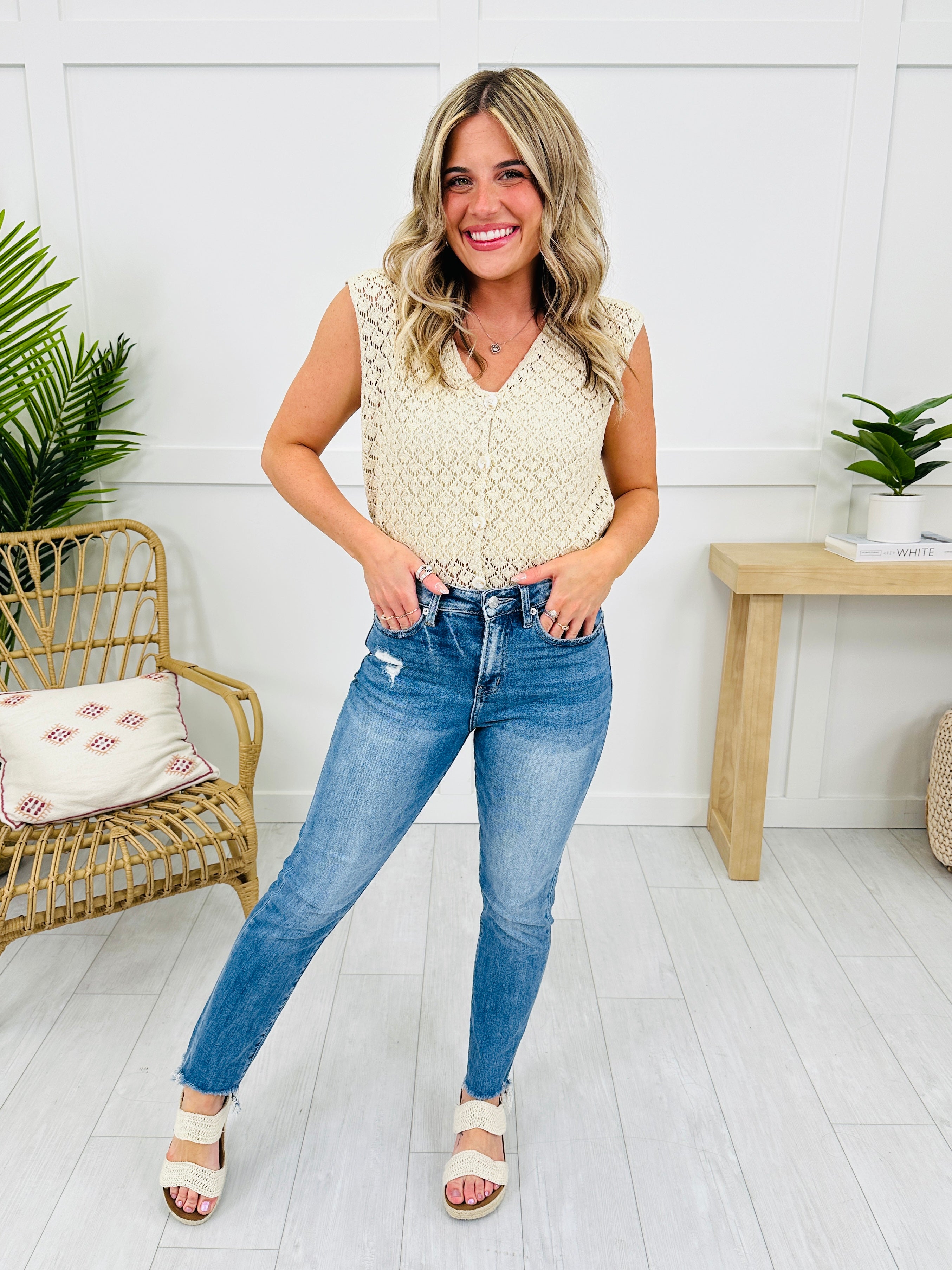 Step It Up Mica Straight Leg Step Hem Jeans