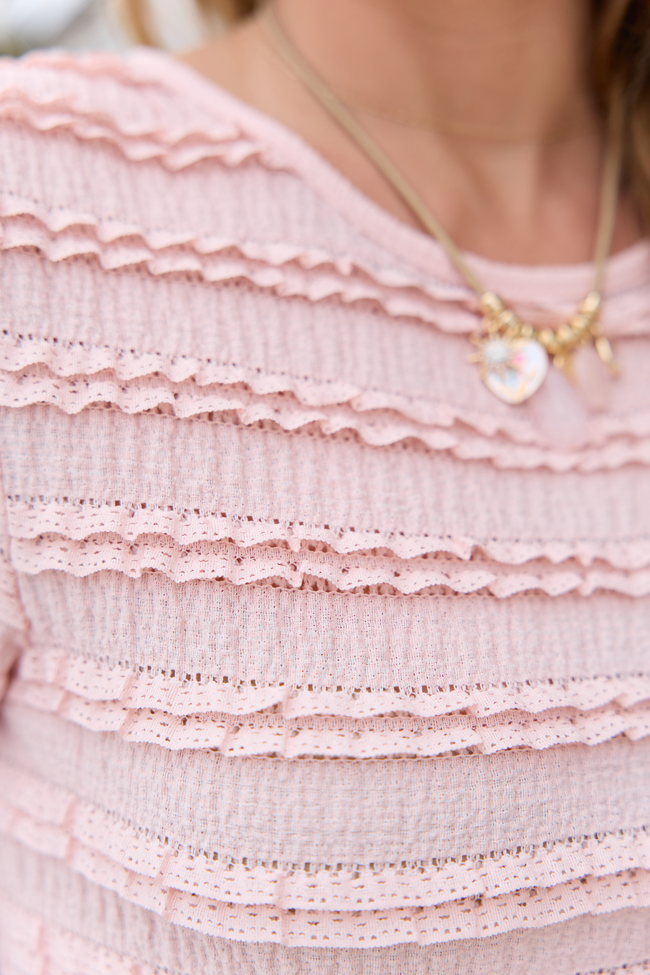 Gia Pink Lace Ruffle Crop Tee