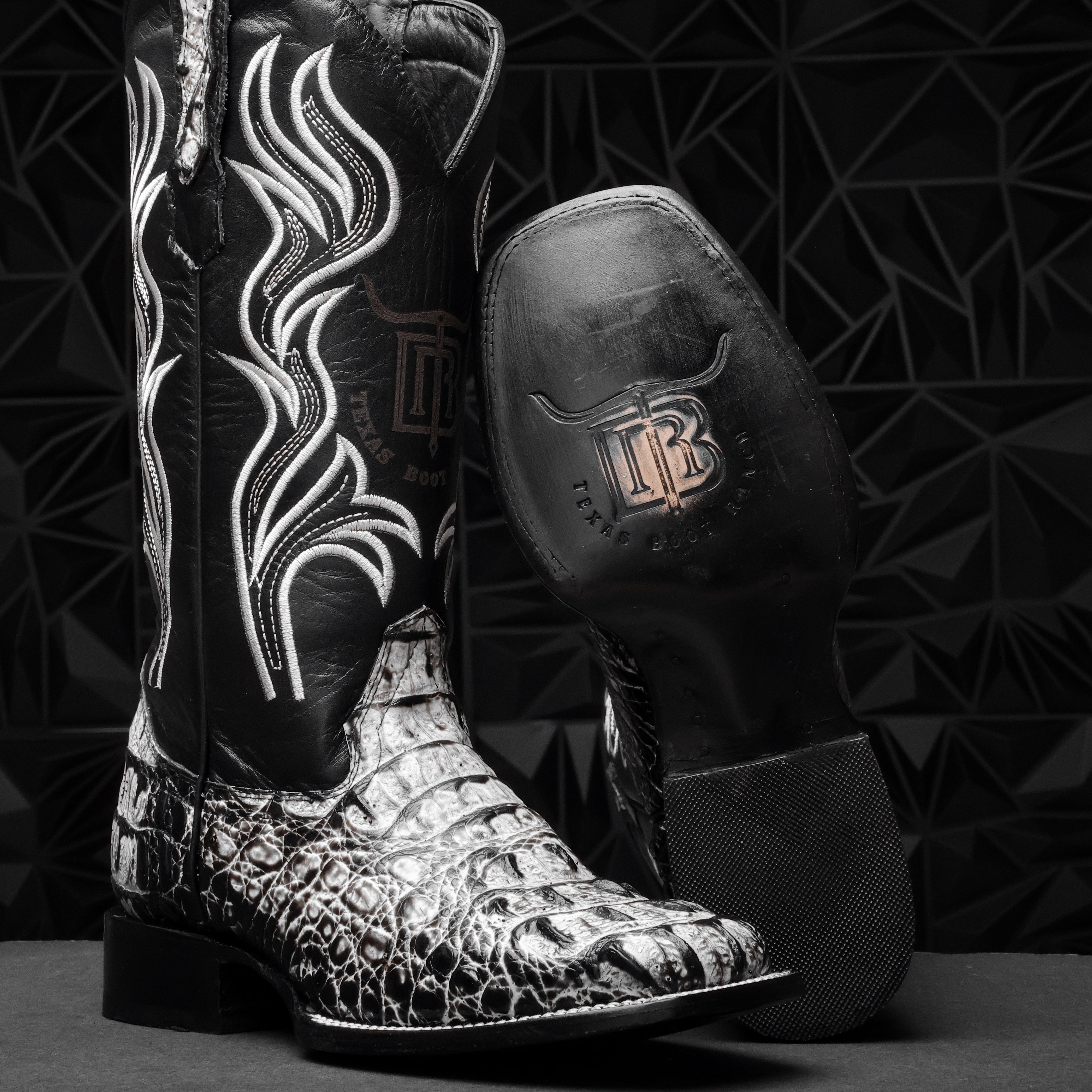 Eclipse Caiman Neck Leather Boots - Square Toe