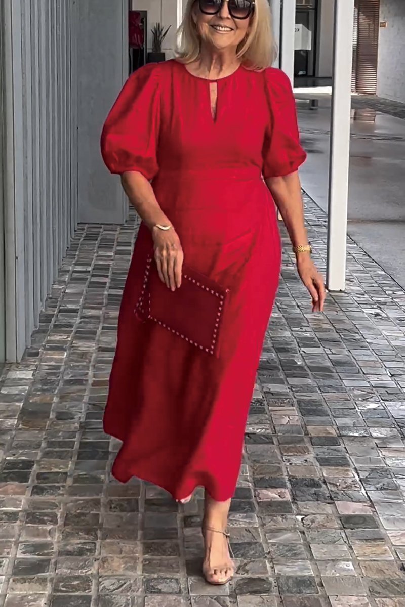 Women Summer Formal Linen Dress Solid color cotton and linen dress