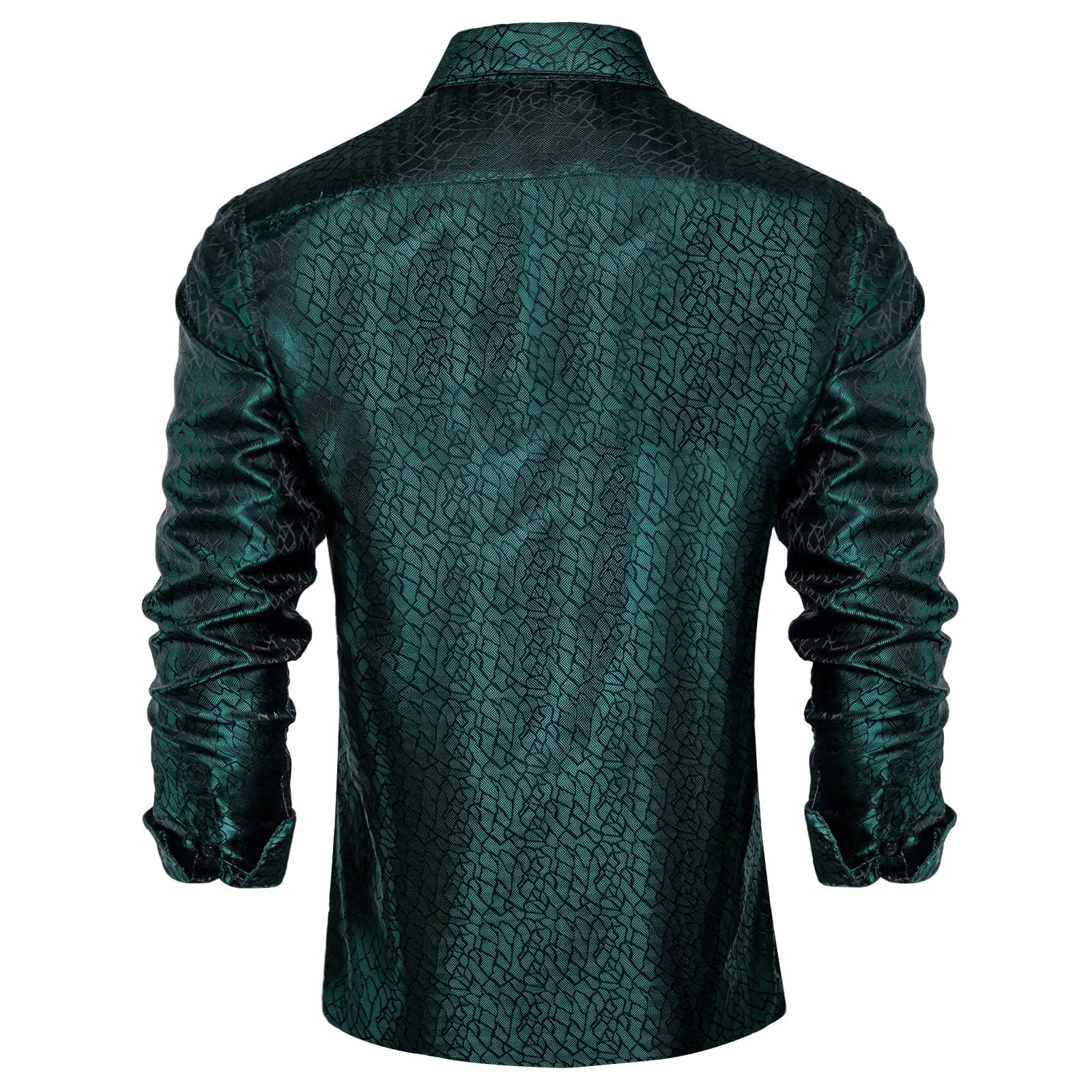 Men's Paisley Dress Shirt Long Sleeve Wrinkle Free Button Down Cowboy Shirts - Dark Green&paisley