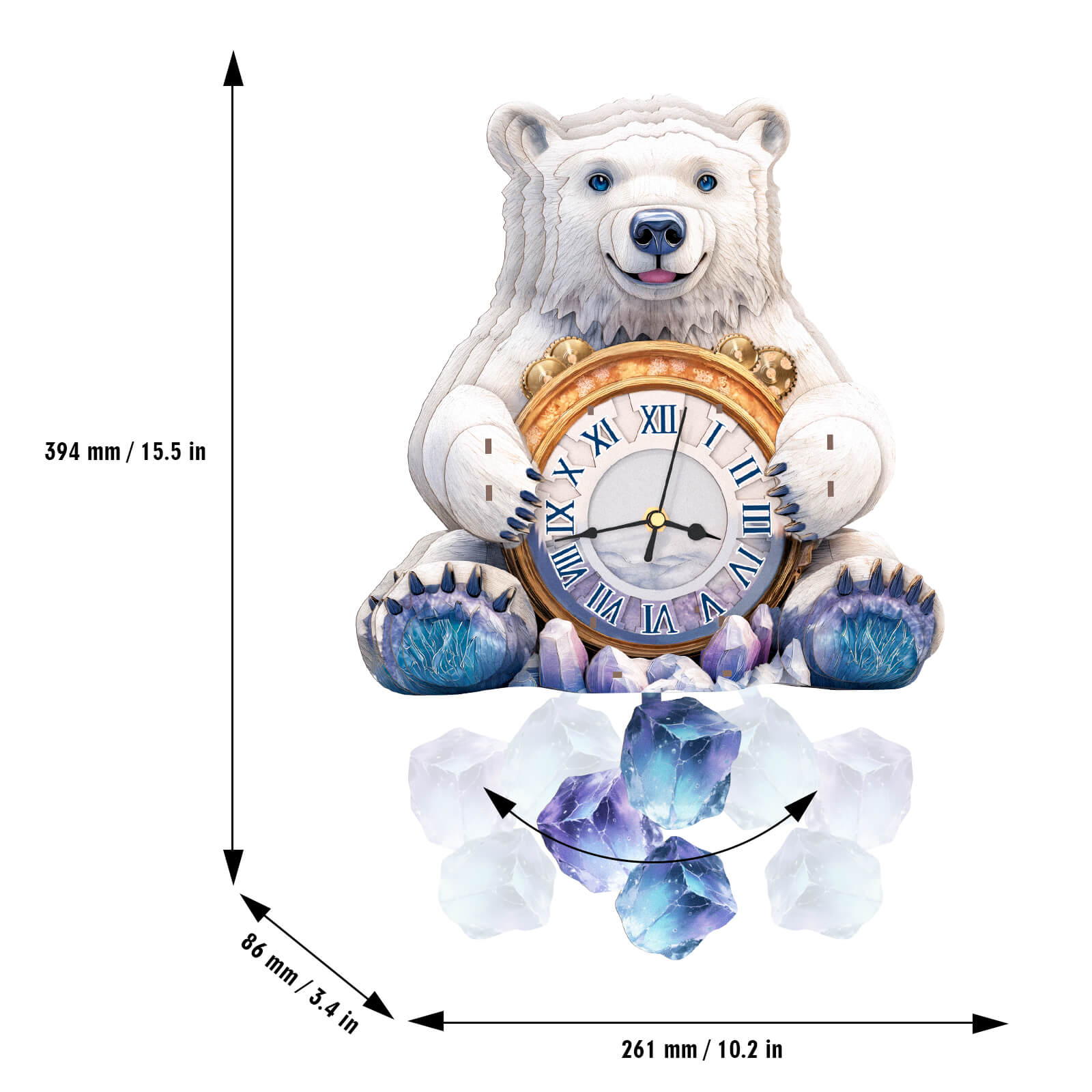 Polar bearsâ€“ DIY Wooden Clock, 3D Puzzle Craft Kit