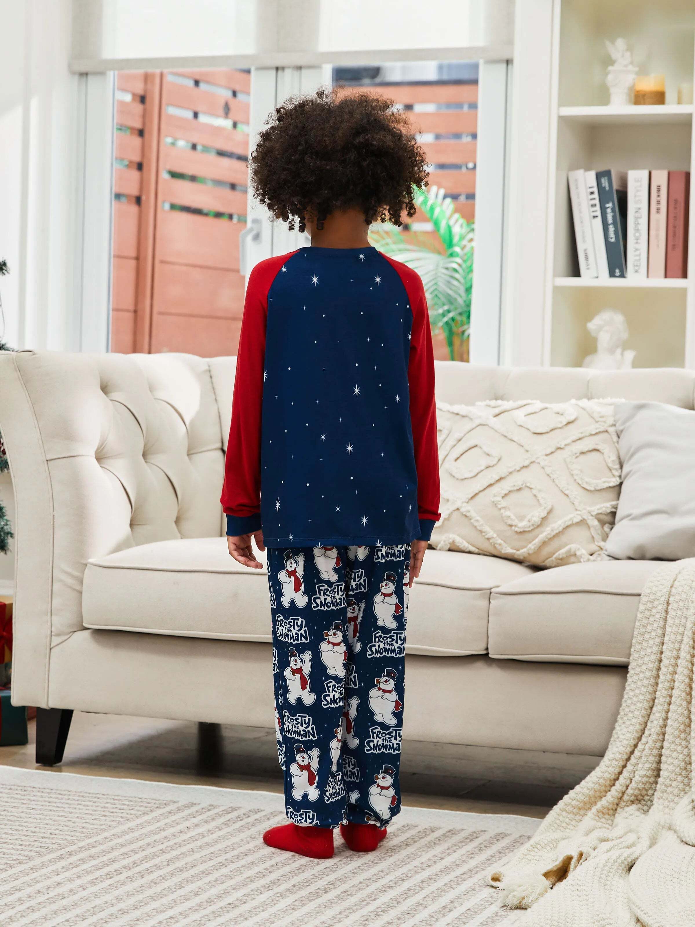 Frosty The Snowman Christmas Family Matching Color-block Pajamas Sets with Christmas Socks