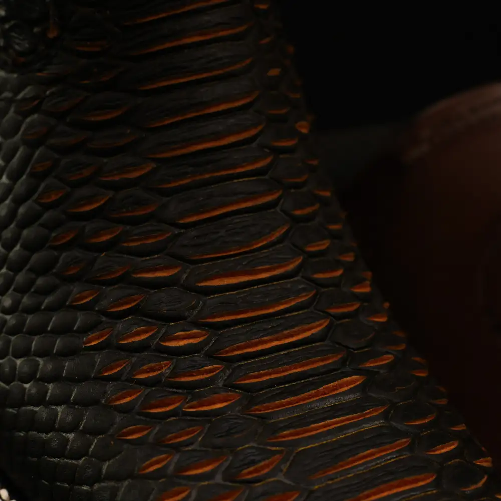 Matte Black Python Leather Boots - Square Toe