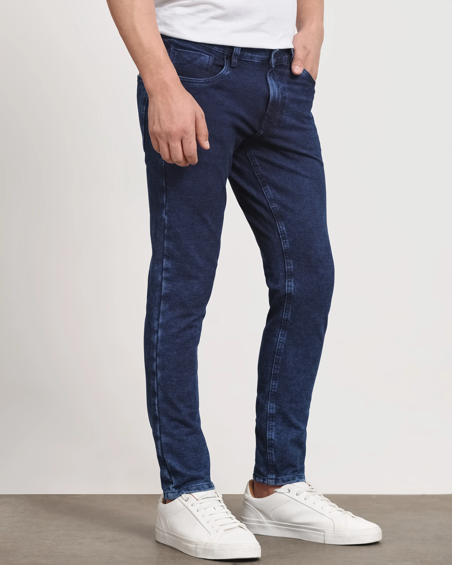 Classic Versatile And Comfortable Straight Dark Indigo Blue Jeans