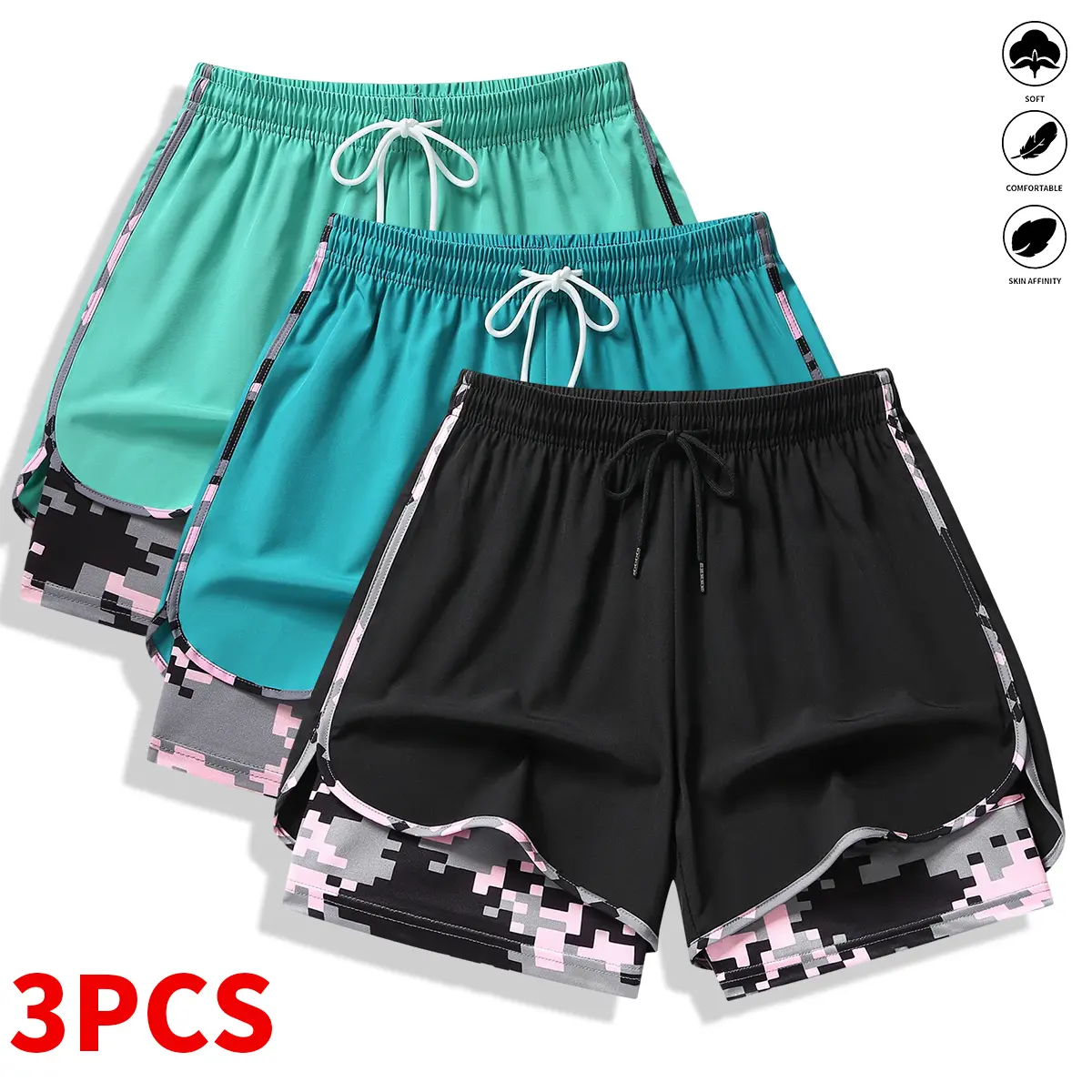 3-pack women’s casual athletic shorts