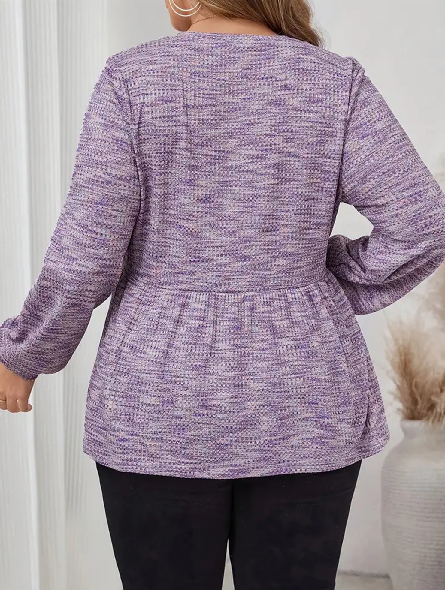 Tie Dye Ruffle Hem Lantern Sleeve Tee_CWTTL01223