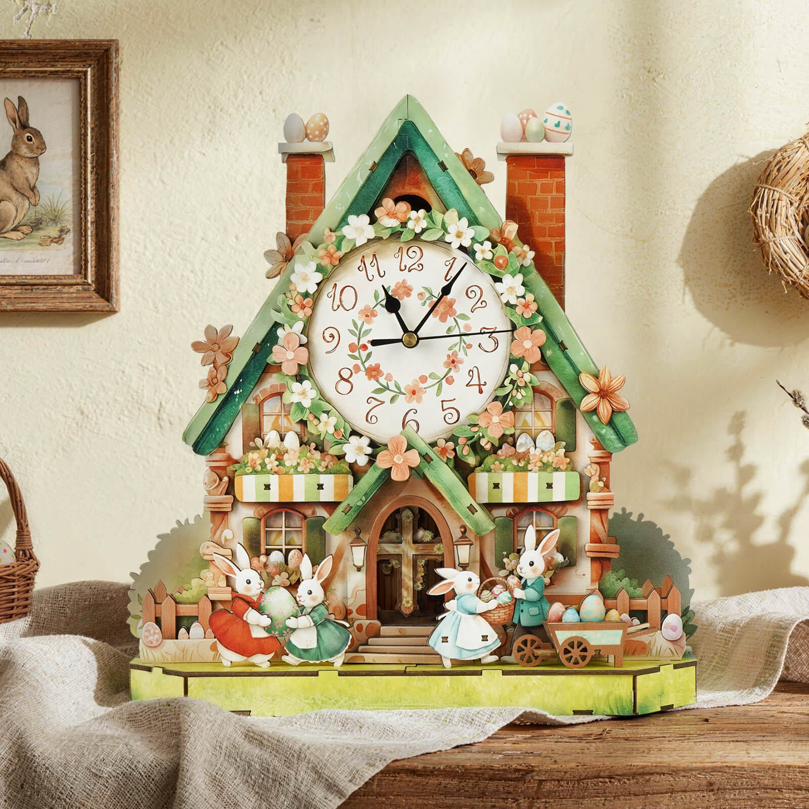 Easter Egg Hutâ€“ DIY Wooden Clock, 3D Puzzle Craft Kit