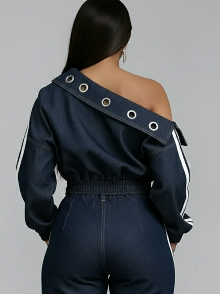 Casual And Sexy Off-the-shoulder Denim Top