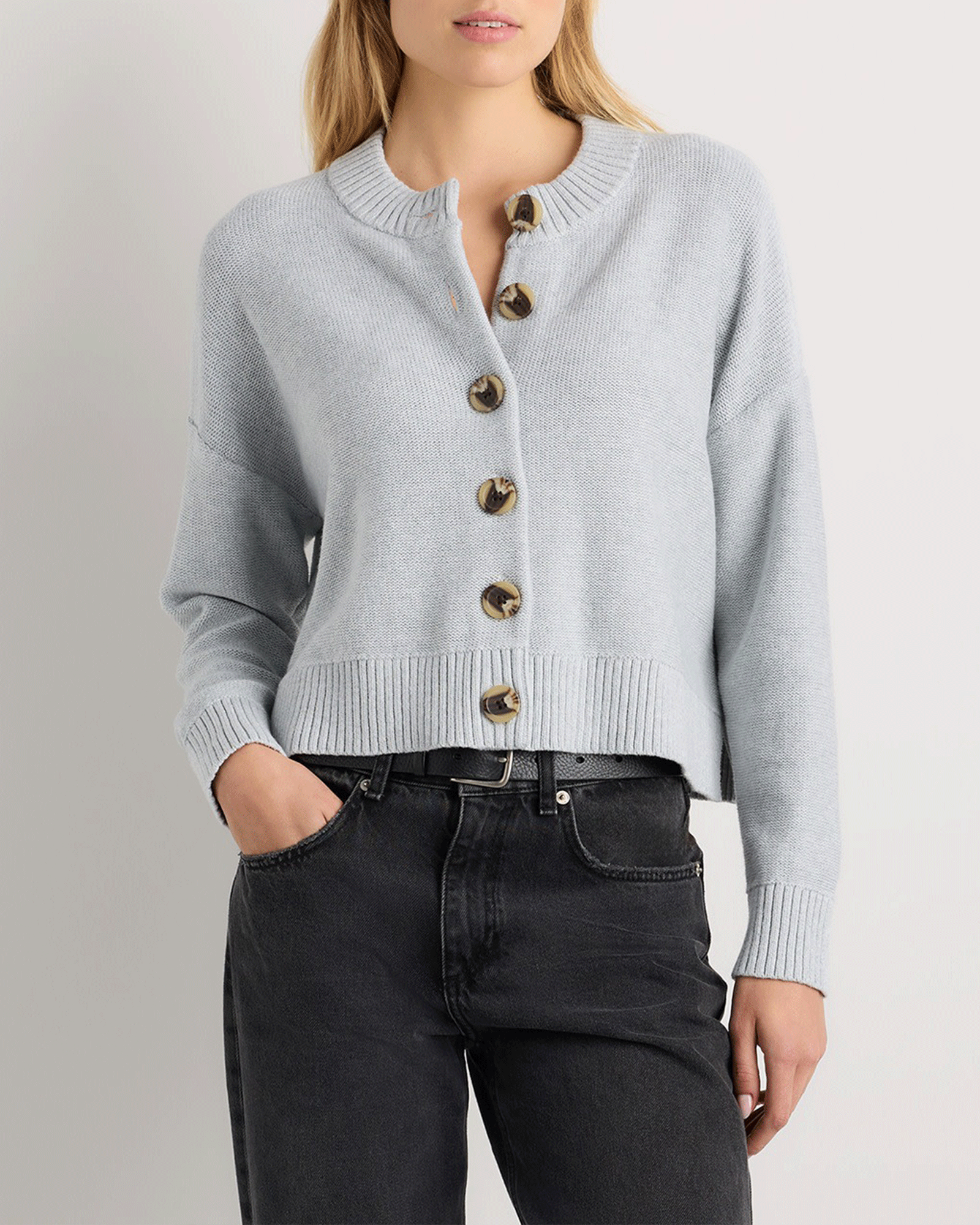 Women’s Organic Cotton Cropped Cardigan – Button Front Lightweight Knit Sweater