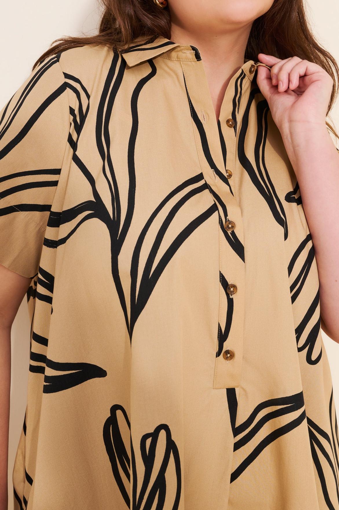 Short-Sleeve Swing Tunic Mini Dress