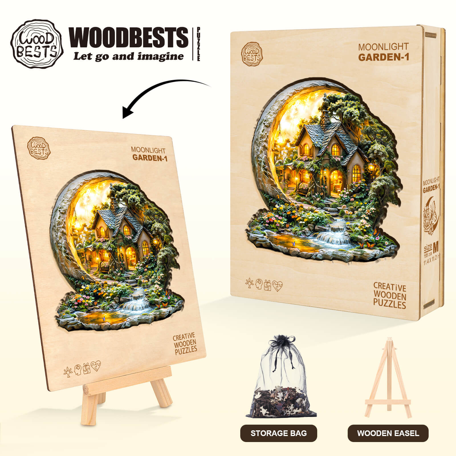 Moonlight Garden-1 Wooden Jigsaw Puzzle