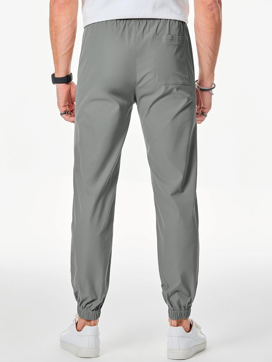 Mens Sweatpants Casual Pants Slim Fit Stretch Elastic Waist Drawstring Joggers with Pocket