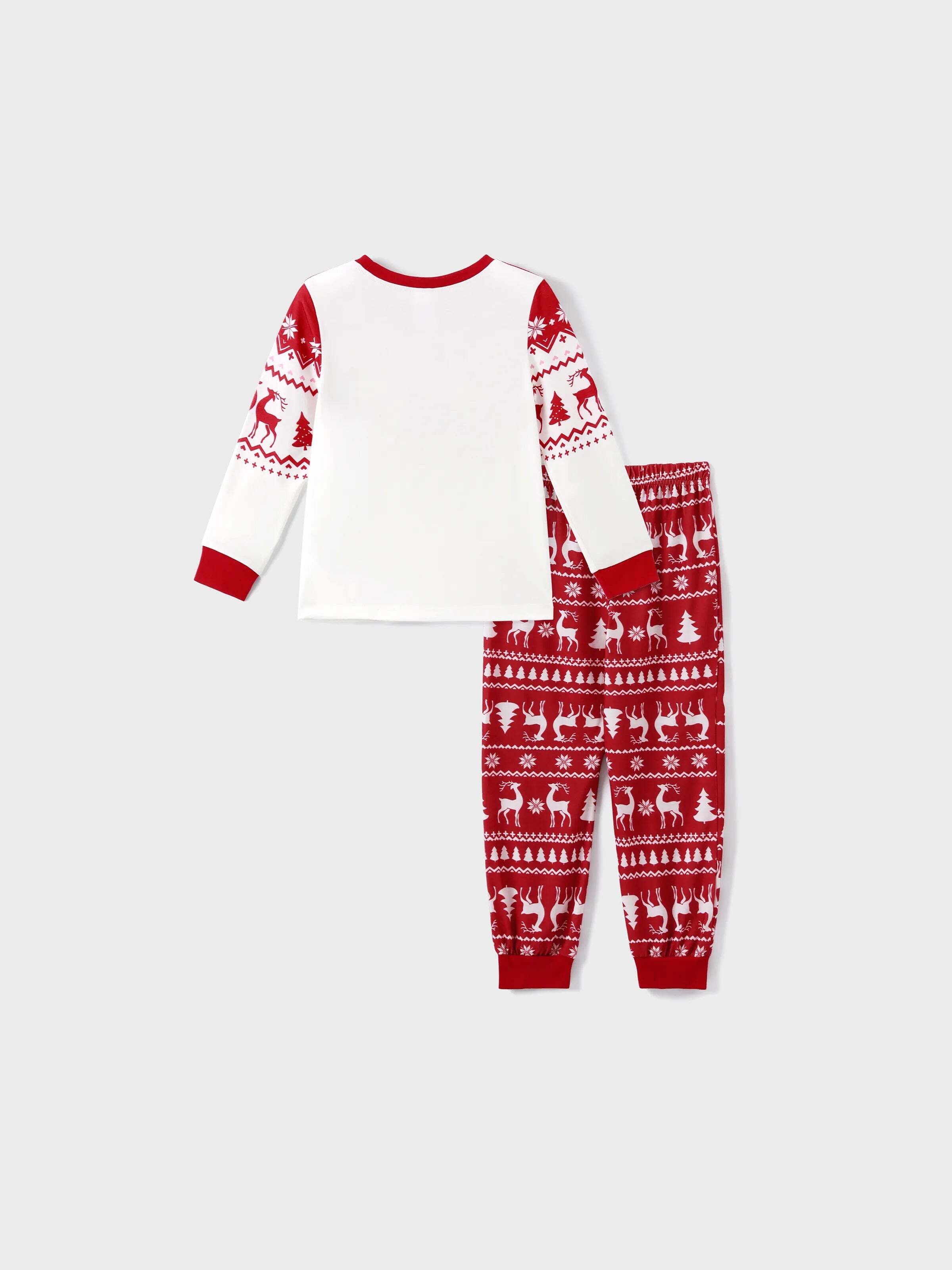 Christmas Reindeer and Snowflake Print Family Matching Pajamas Sets with Christmas Socks Red