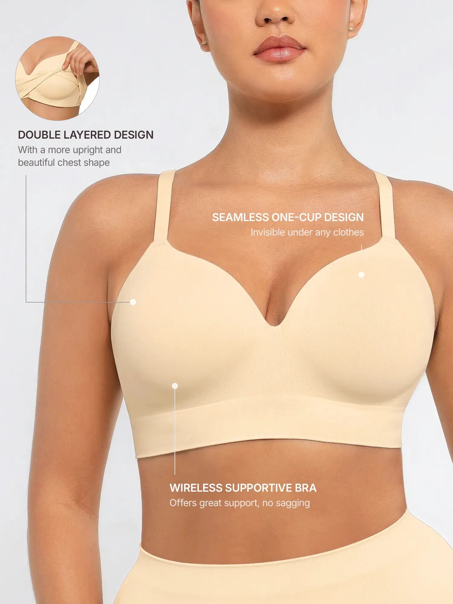 Feelingirl Wireless Push-Up Seamless Comfort Full Coverage Bra