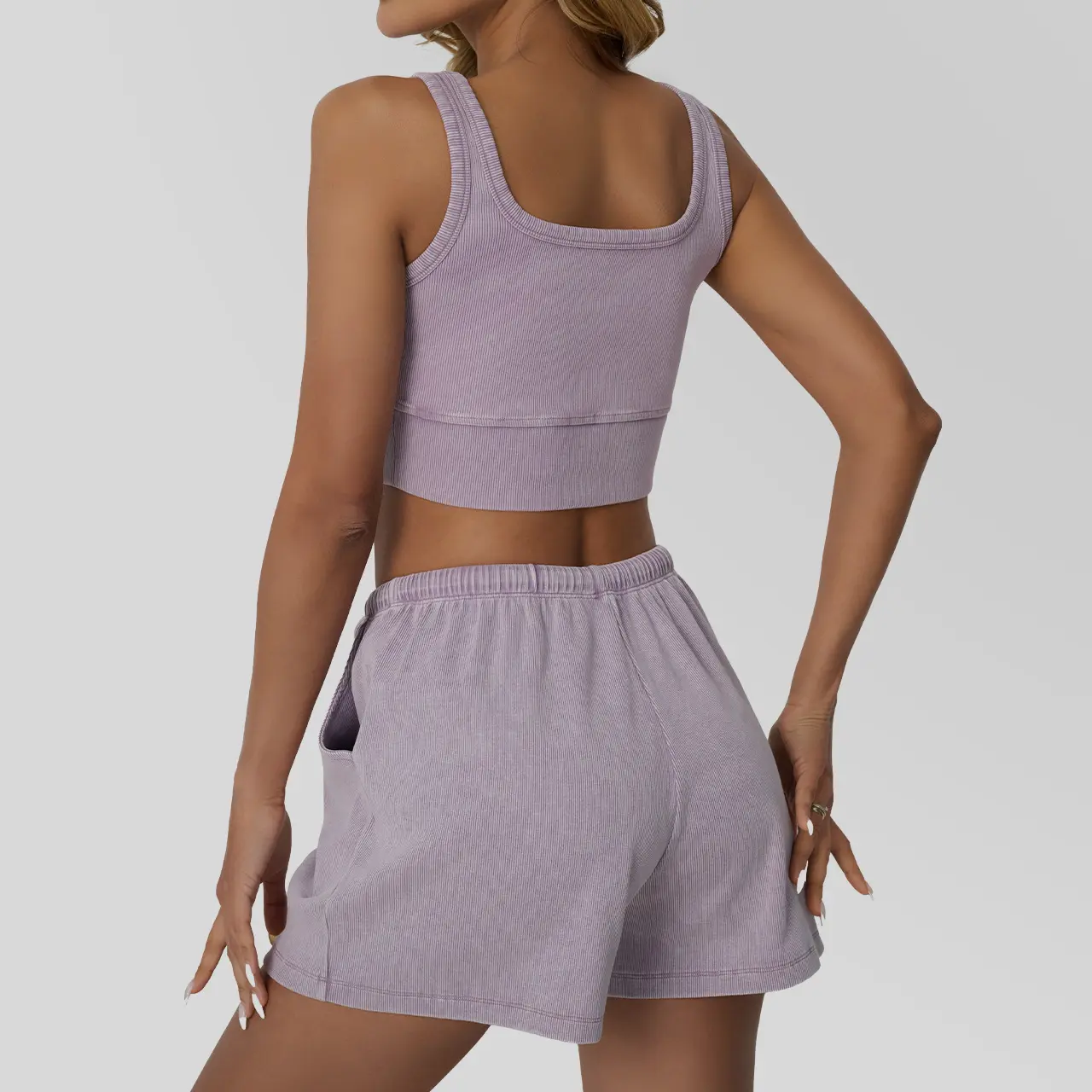 Women’s Acid Wash Tank & Shorts Lounge Set