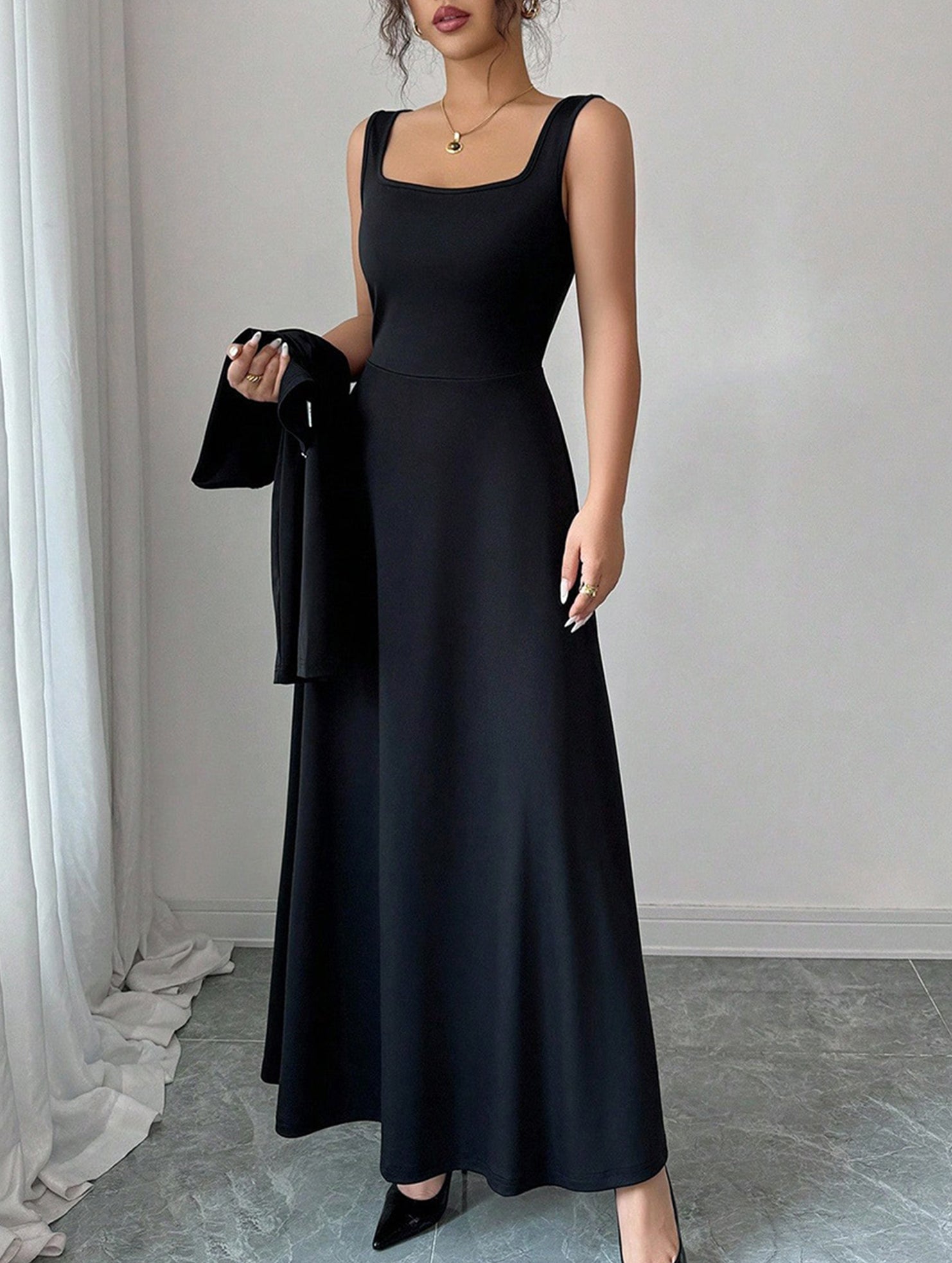 Knit Cardigan Slip Dress Set