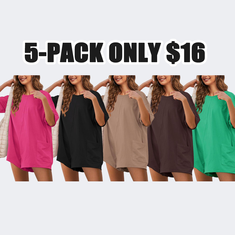 Women’s Oversized Athletic Jumpsuit – Casual Romper Overall, Workout Tee Hot Short Romper (Plus Size Available)