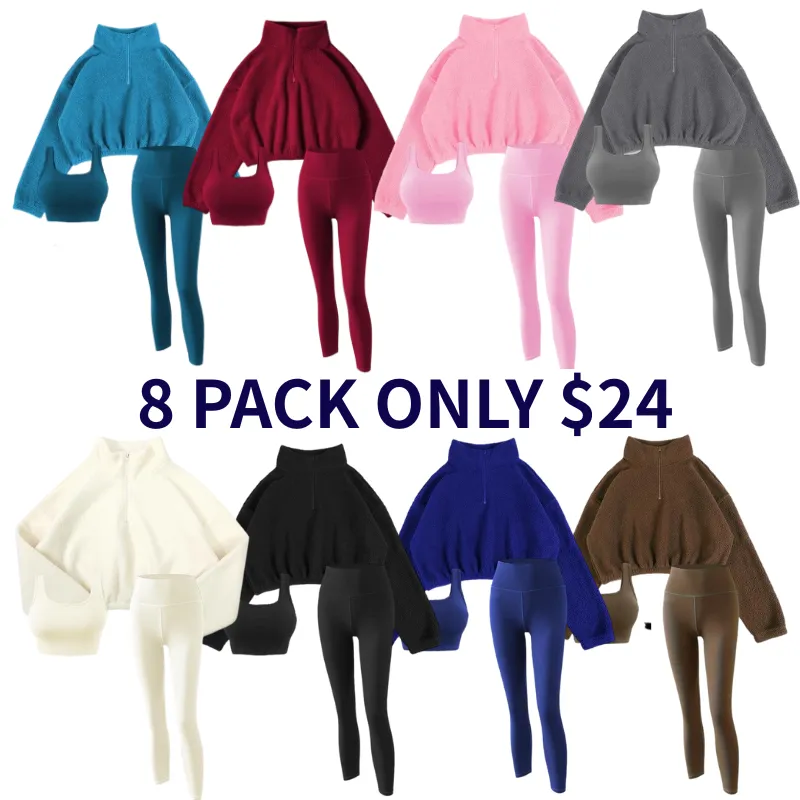 Women's Solid Thermal Lined Tracksuit Set