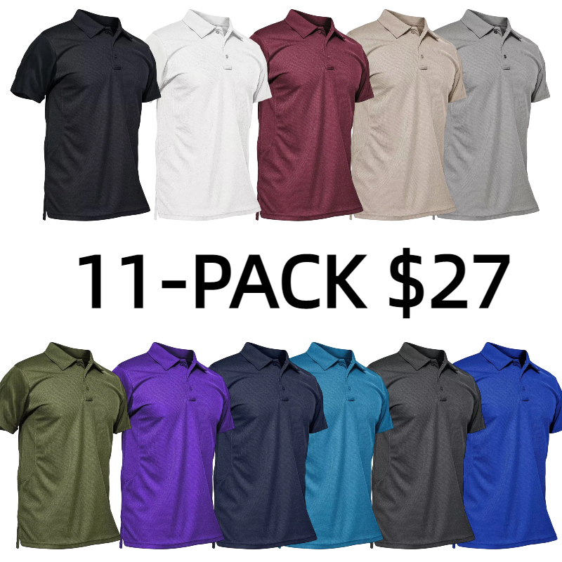Men's Polo Shirt Quick Dry Performance Short Sleeve Pique Jersey Golf Work Polo Shirt Casual Menswear Top Outdoorfun