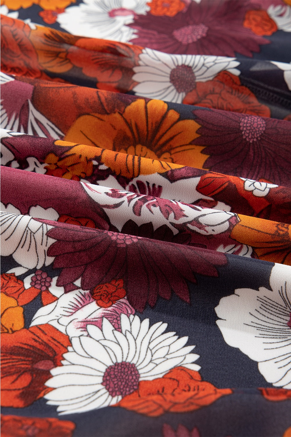 Floral Print Wrap V Neck Puff Sleeve Flowy Mini Dress