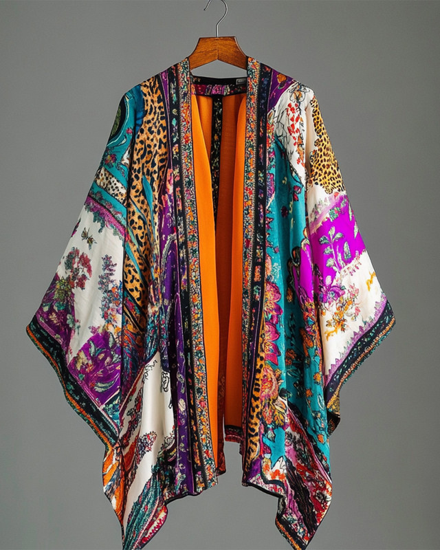 Summer vacation comfortable handmade ethnic theme print fun cardigan7fae