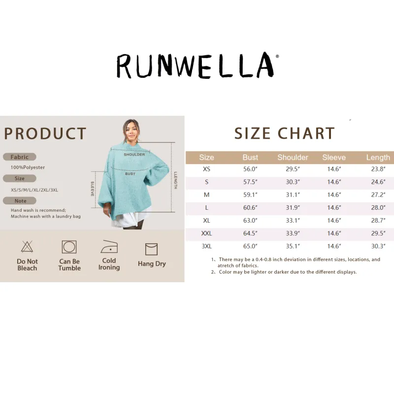 ✨Womens Oversized Mock Neck Batwing Long Sleeve Ribbed Knit Casual Tunic Sweater🔥