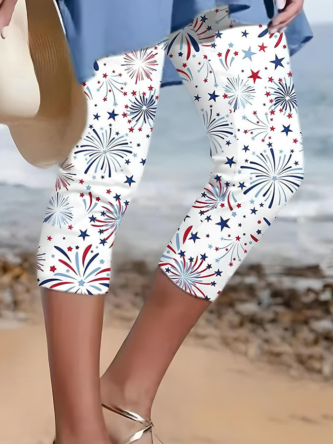 Women'S Casual Independence Day Commemorative Print Leggings For The 250Th Anniversary Of The Founding Of The United States
