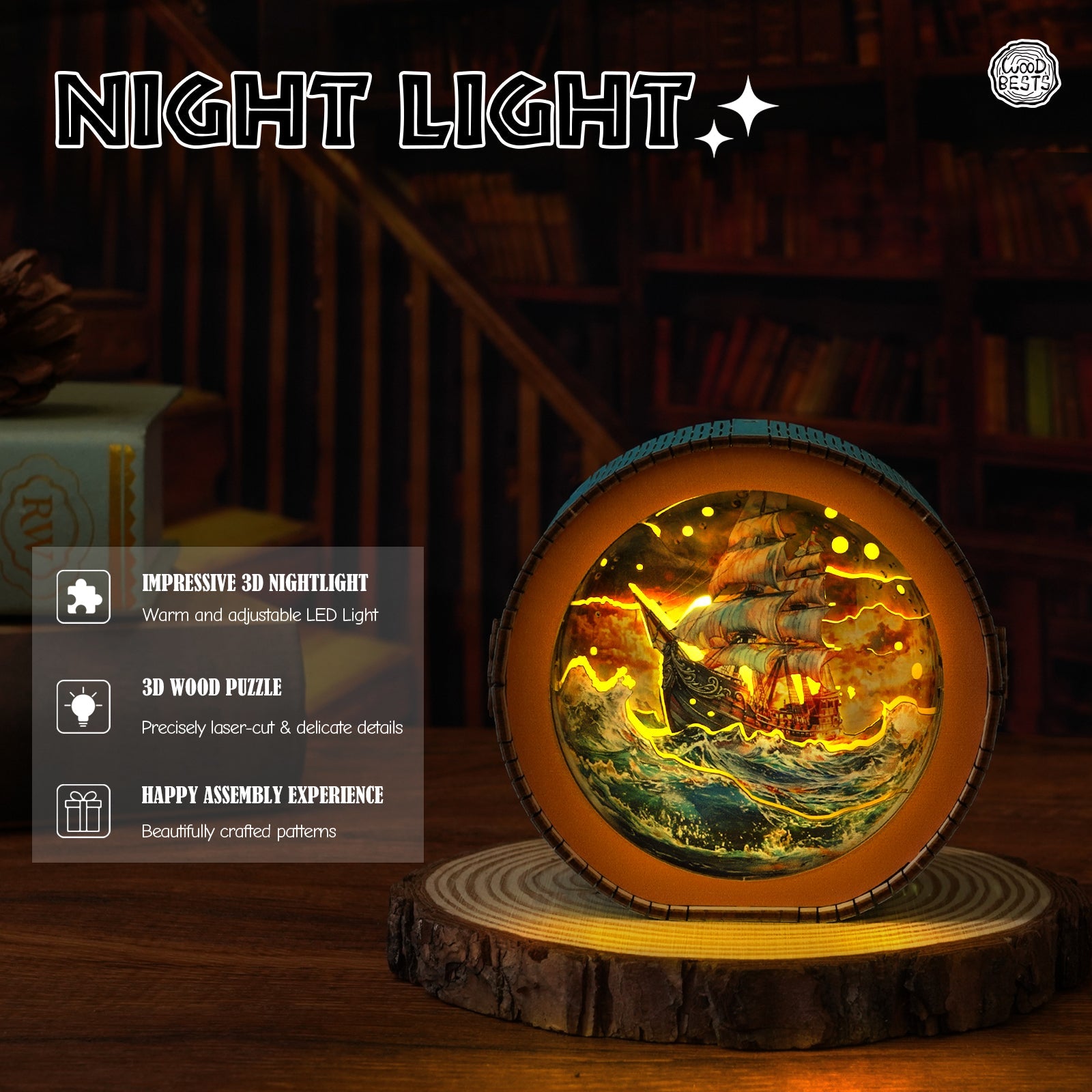 â€œIntrepid Explorerâ€  Kit - 3D Wooden Puzzle Night Light
