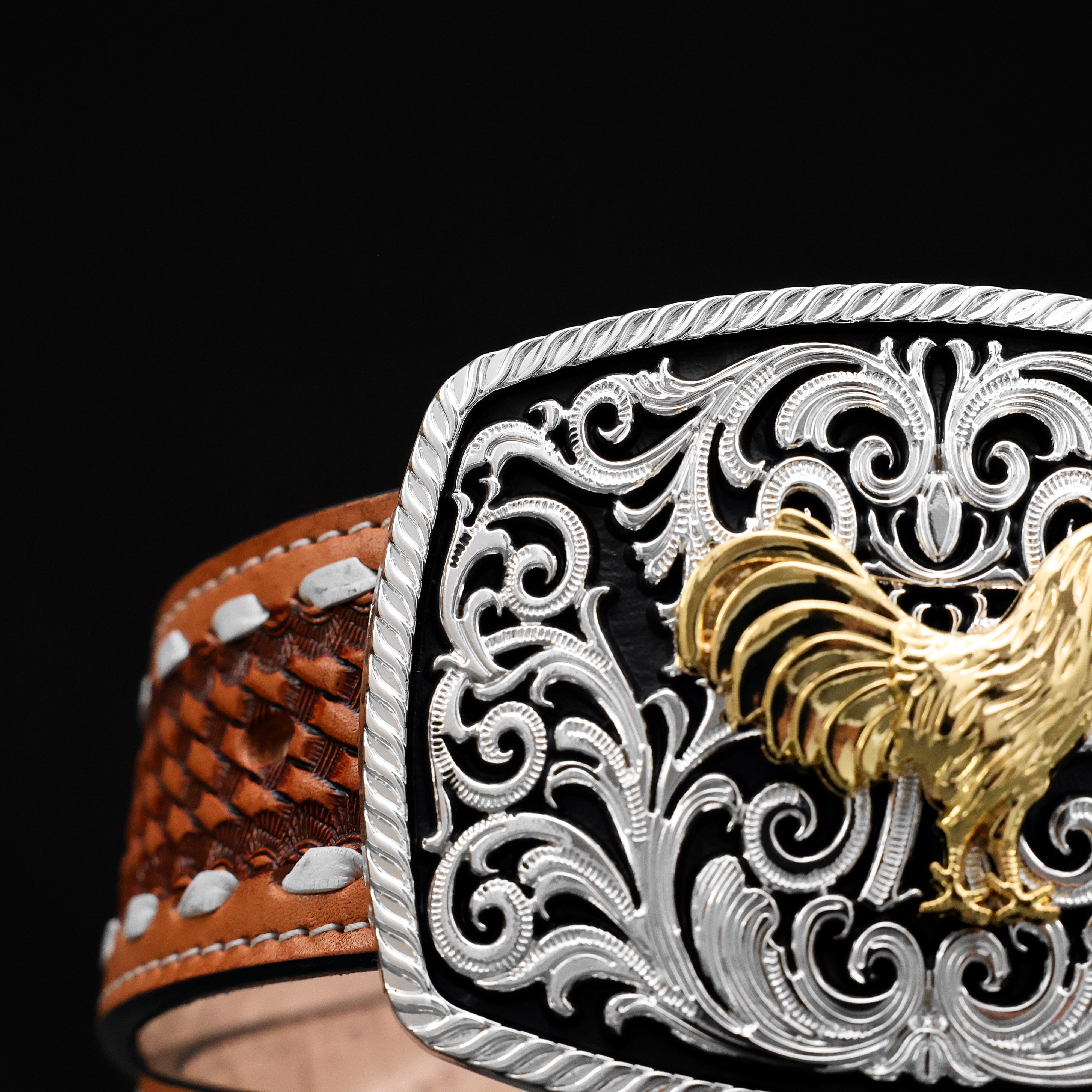 2 Inch Hand-Tooled Artesanal Beaded Leather Belt