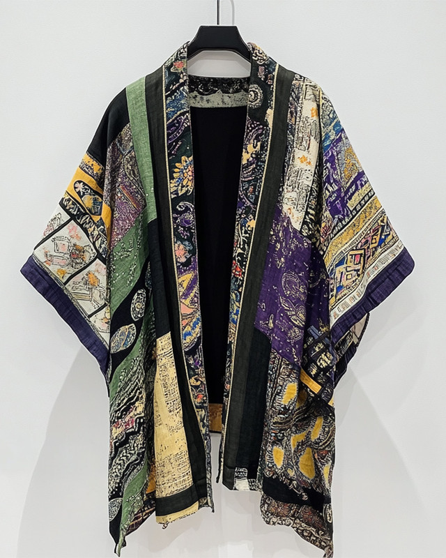 Summer vacation comfortable handmade ethnic theme print fun cardiganb453