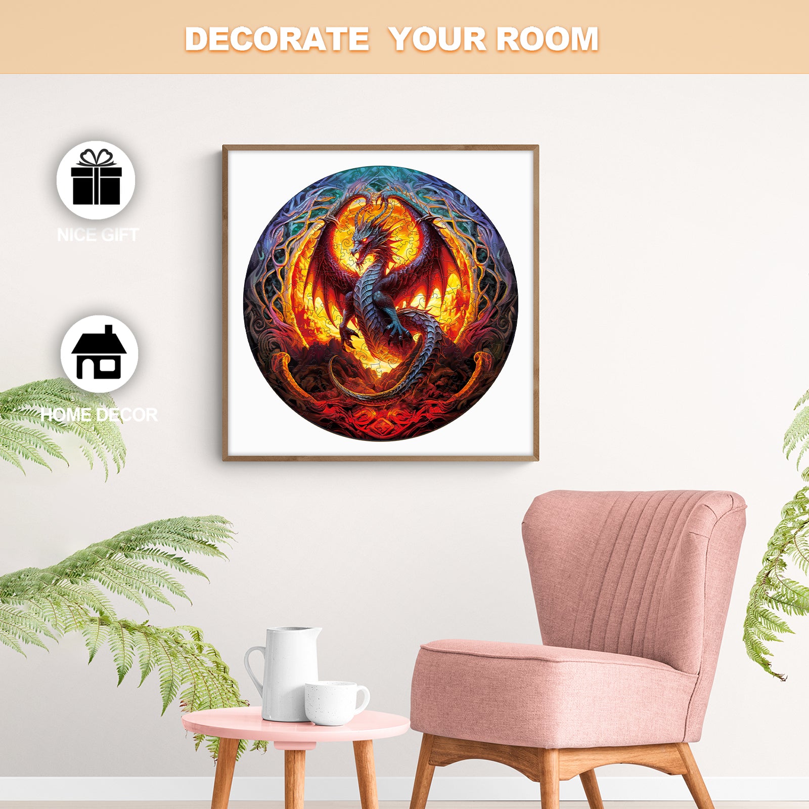 Fiery Dragon-2 Wooden Jigsaw Puzzle