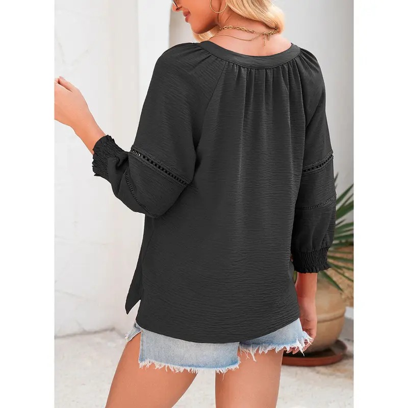 ✨✨ Women's Casual V-Neck Lantern Sleeve Tunic Blouse