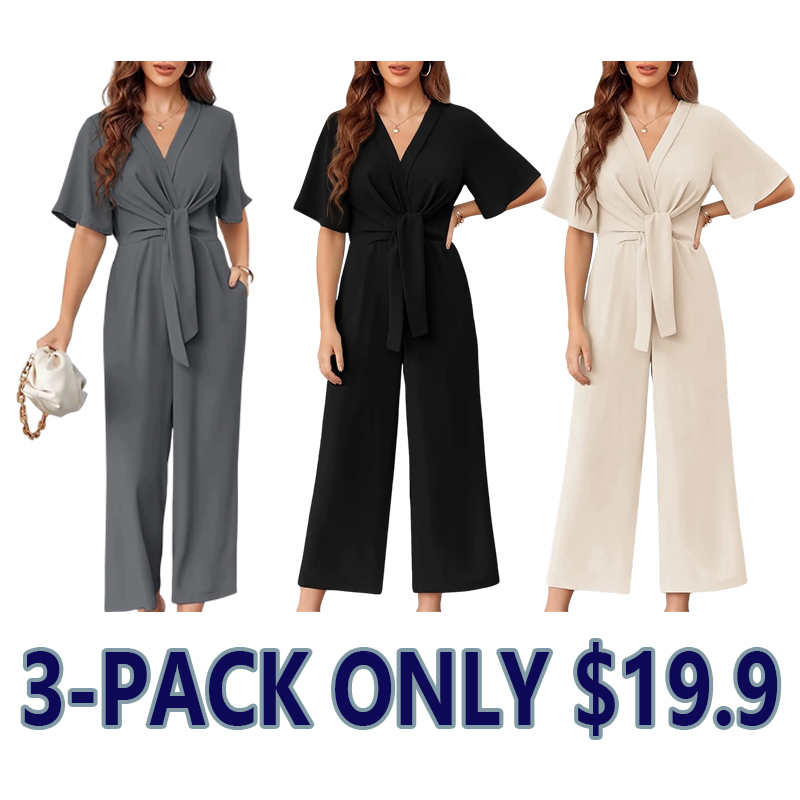 🎀🎀Women's Minimalist Wide-Leg Tie-Front Jumpsuit