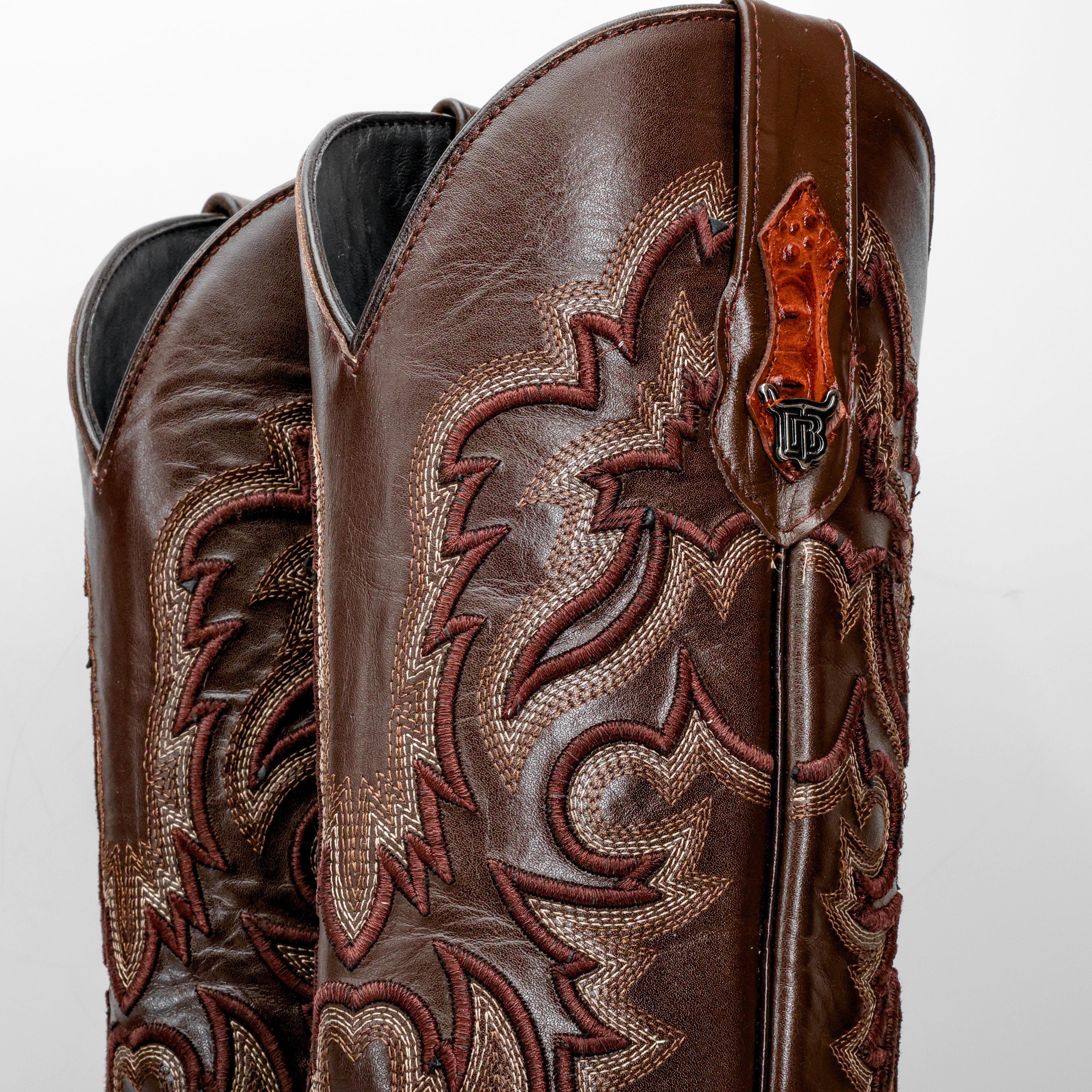 Cognac Caiman Hornback Leather Boots - Square Toe