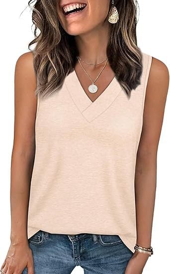🎁✨Women's Sleeveless V-Neck Slimming Loose Fit Casual Tank Top T-Shirt