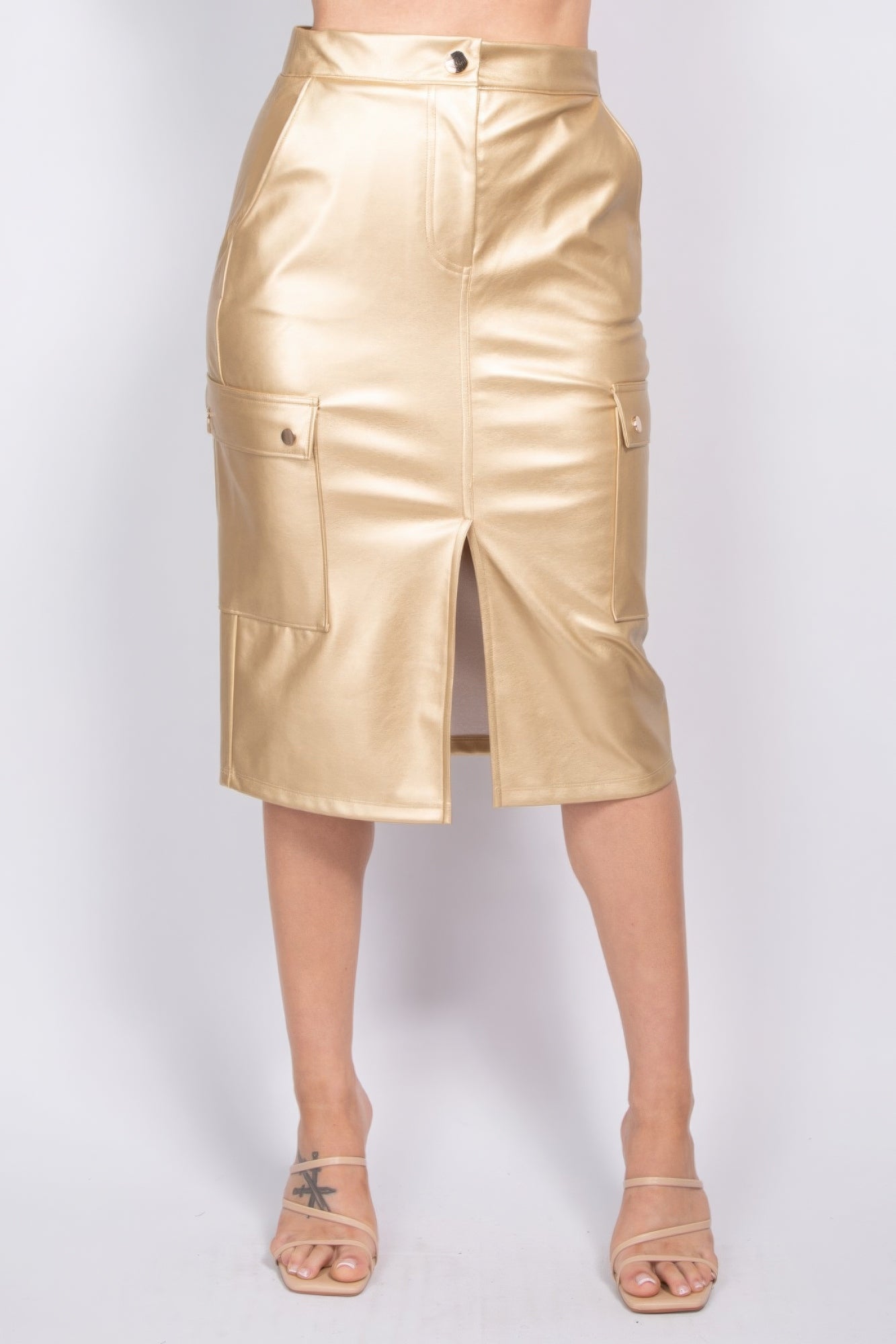 Marisol's Faux Leather High-rise Cargo Skirt