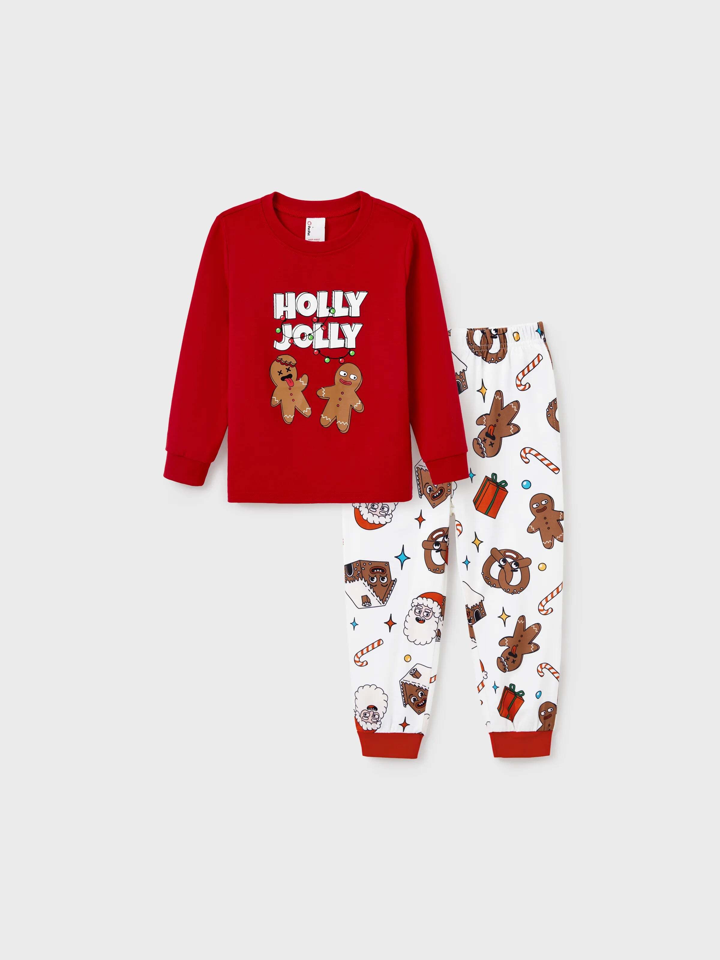Christmas Matching Family Pajamas Set Gingerbread and Santa PJS with Christmas Socks Red