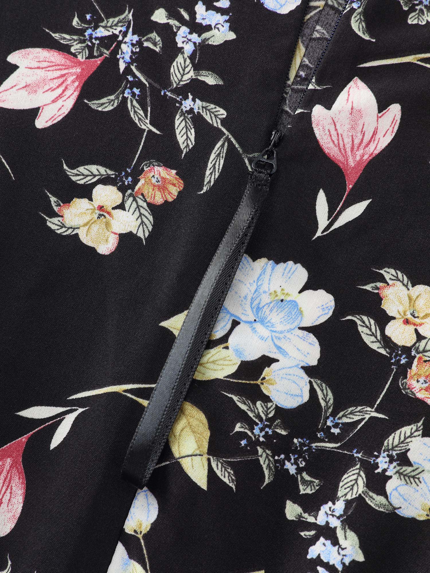 Floral Print Belted Plicated Detail Jumpsuit