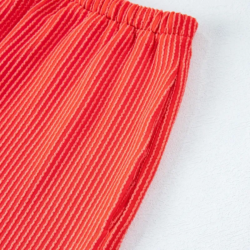 Women's Summer Short Sleeve Twisted Thread Shirt & Shorts with Pockets Casual Pajamas Ribbed Textured Outfit Matching Lounge Set