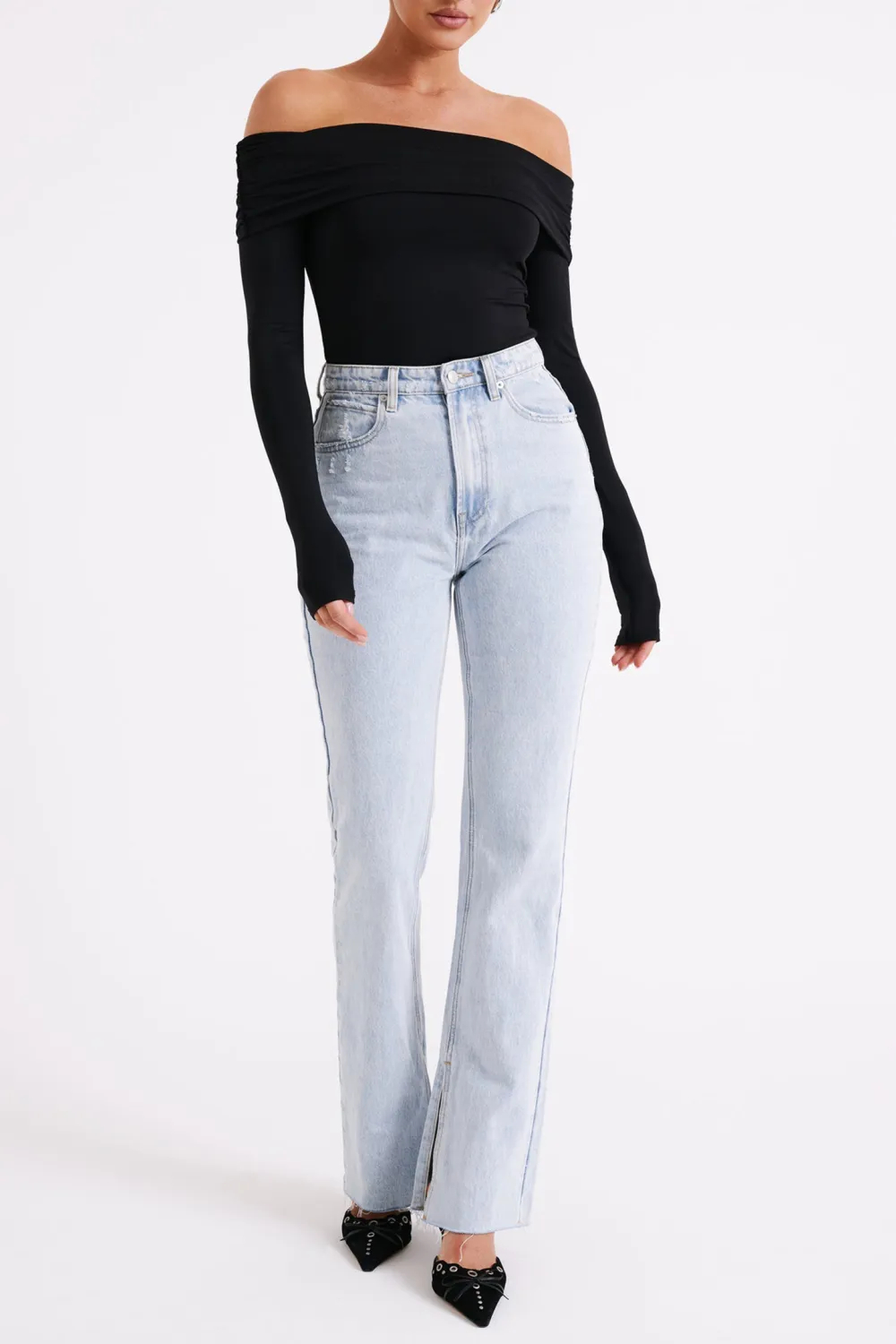 Recycled Nylon Off Shoulder Top