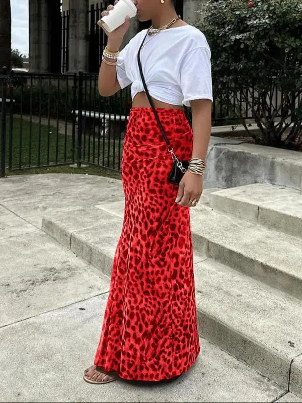 Women's Leopard Print High Waist Bodycon Skirt