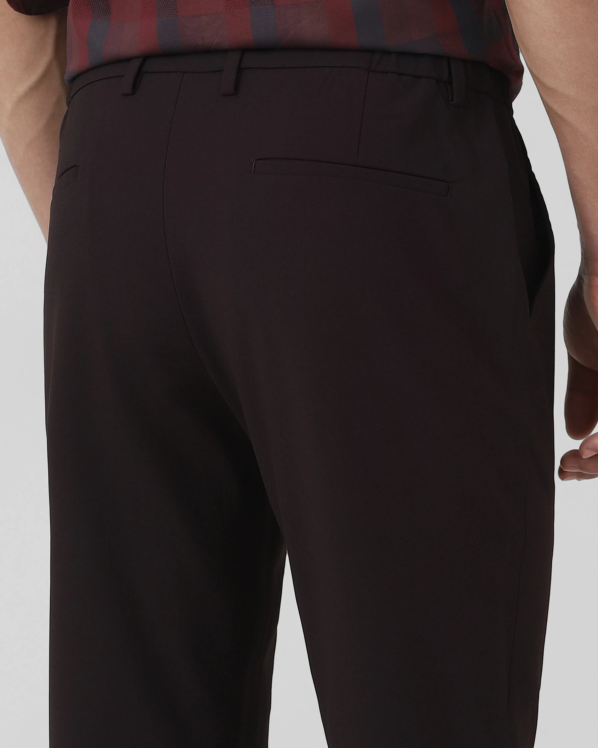Classic Versatile Daily Slim-Fit Straight-Leg Maroon Trousers