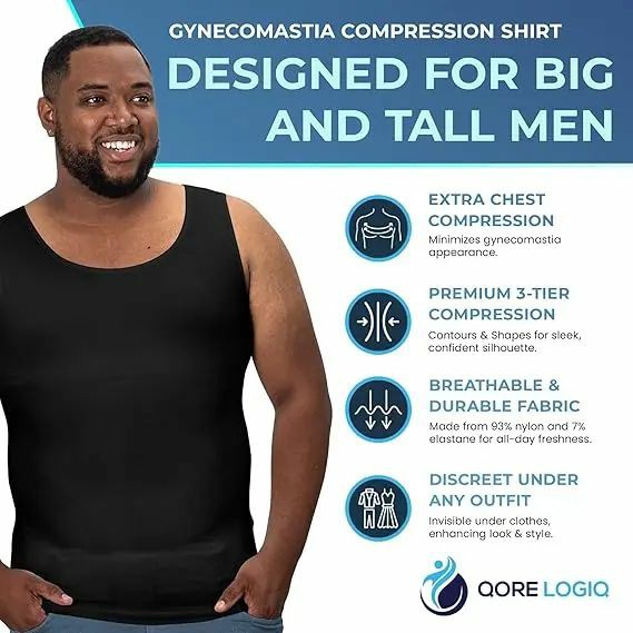 Men’s Compression Shapewear Shirt (Tall Fit) – Tummy Control Slimming Undershirt | Seamless Body Shaper for Gym & Daily Wear Menswear