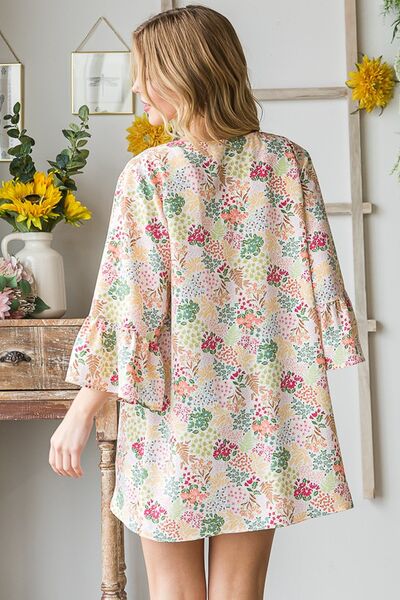 Multi Color Floral Open Cardigan