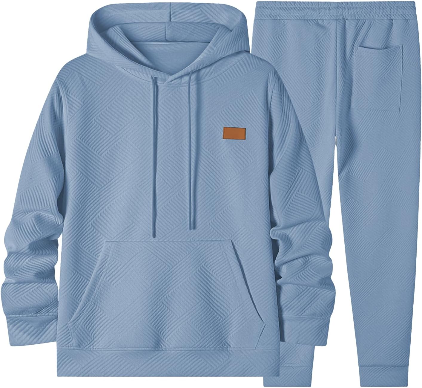 Mens 2 Piece Jacquard Sweatsuit Outfits Hoodie Sweatshirt & Joggers Sweatpants Set Tracksuit