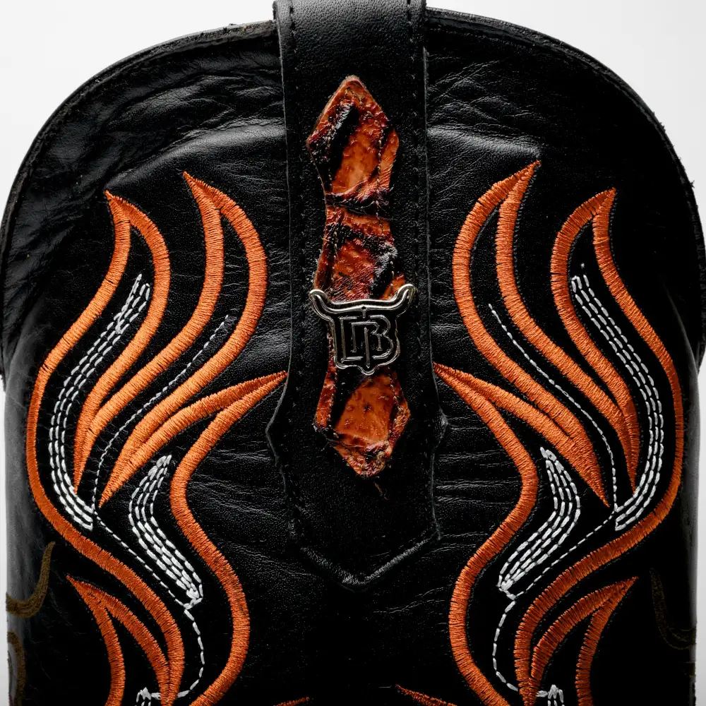 Cognac Caiman Neck Leather Boots - Square Toe