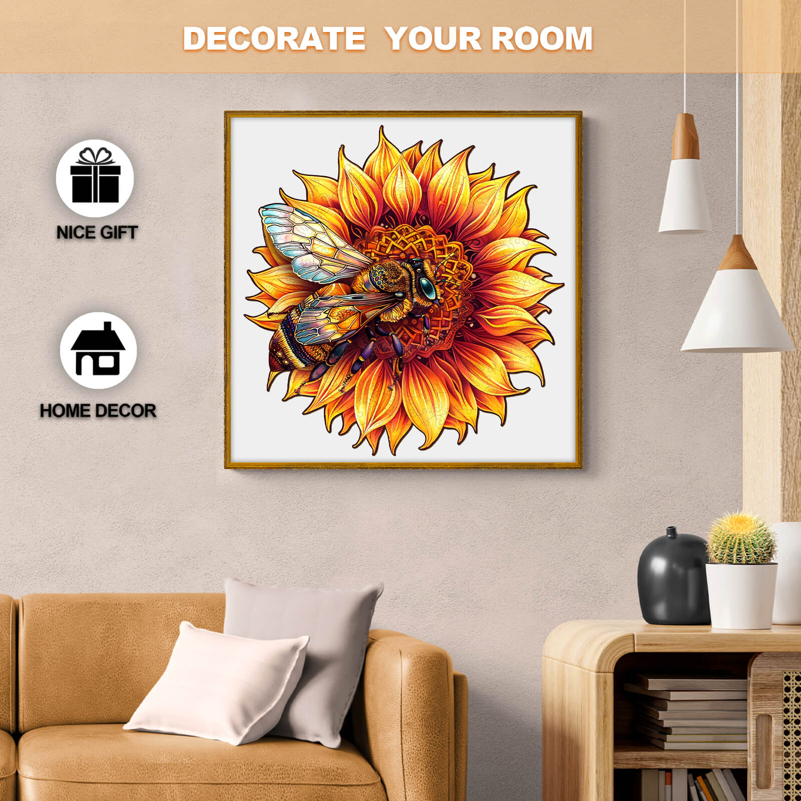 Bee and Sunflower Wooden Jigsaw Puzzle