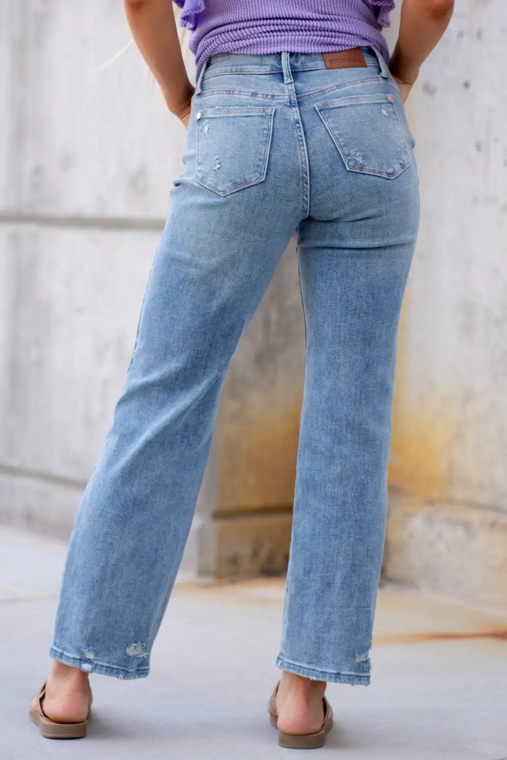 Downtown Vibe Mid Rise Distressed Straight Regular & Plus Sizes