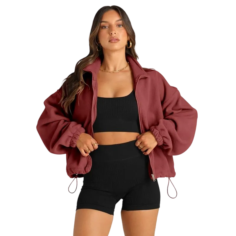 Women's Stand Collar Jacket Long Sleeve Sweatshirt Women's Fall Jacket